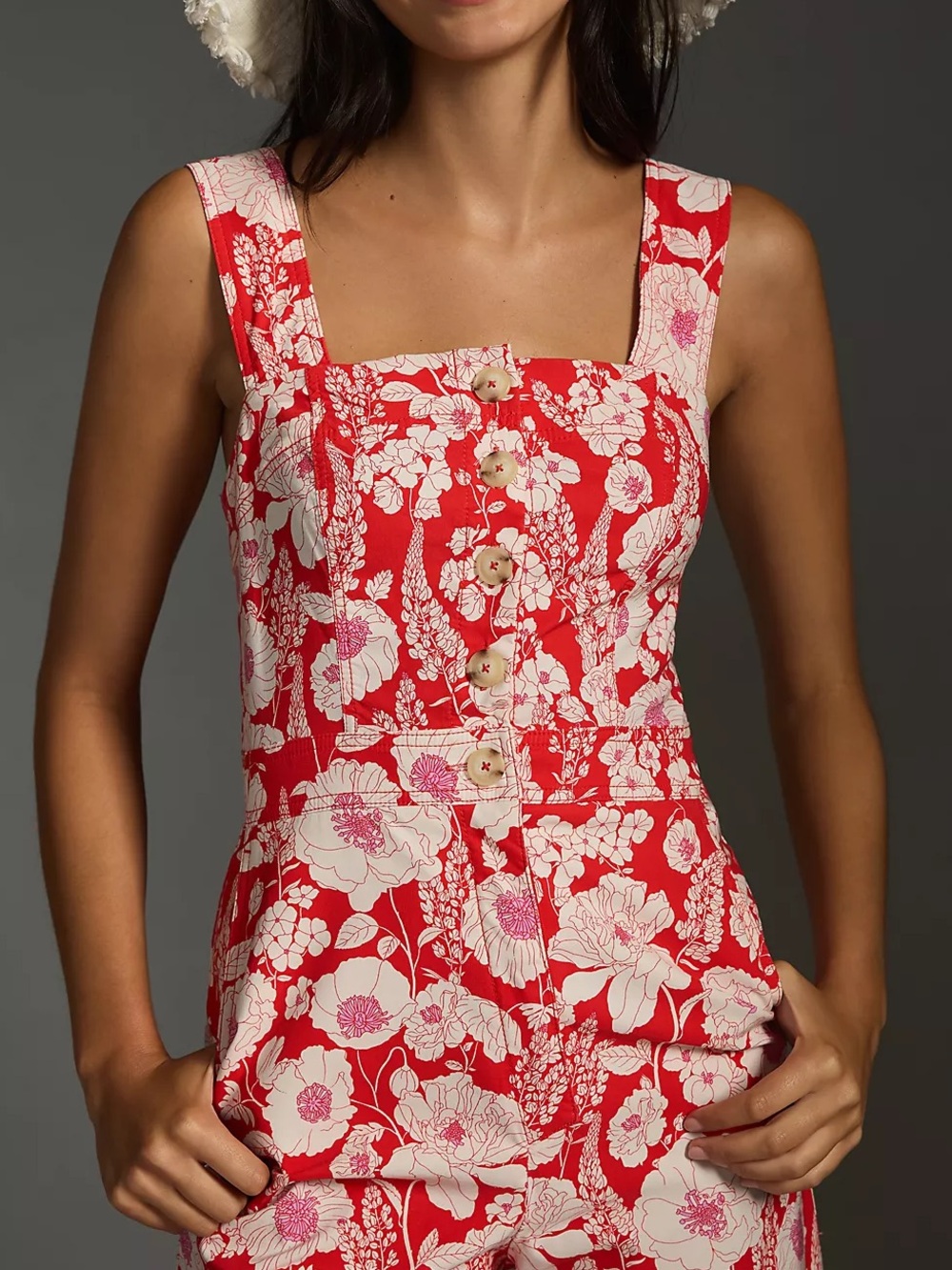 Maeve by Anthropologie - The Colette Red Floral Jumpsuit - Picture 2 of 8